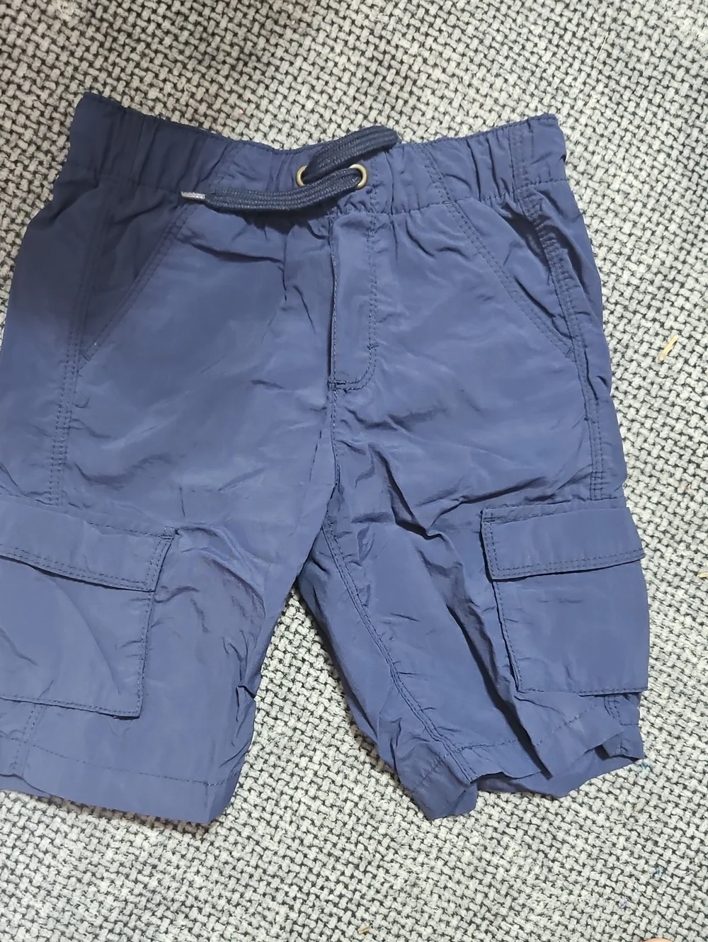 Kid's Cargo Drawstring Shorts Bundle - Gray and Navy